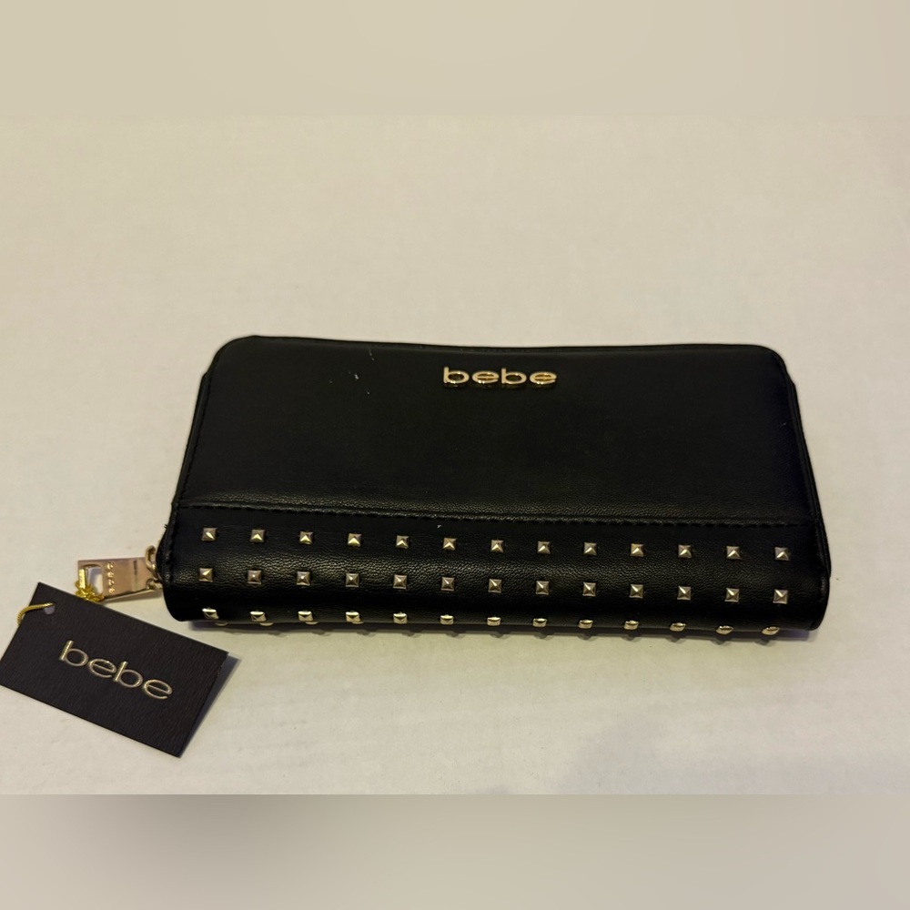 Bebe Black Wallet with Gold Accents